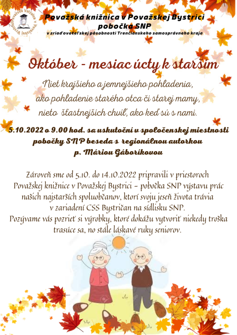 Plagát oktober - mesiac úcty k starším 