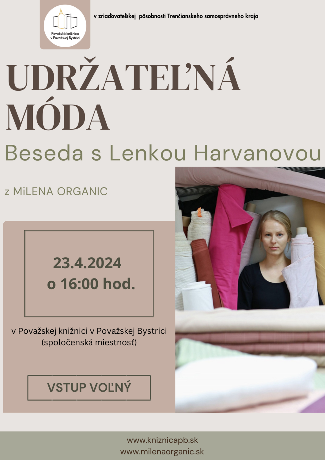 Udržateľná móda - beseda s Lenkou Harvanovou