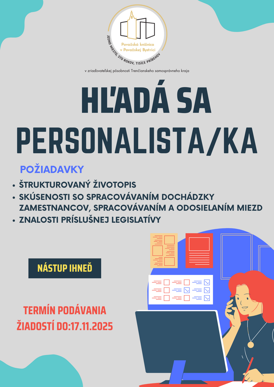 VÝZVA NA OBSAZENIE PRACOVNÉHO MIESTA