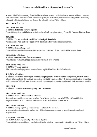 Literárno-vzdelávací kurz „spoznaj svoj región“ v. - Literárno-vzdelávací kurz Spoznaj svoj región