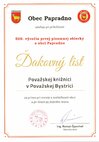 Cena mesta považská bystrica - ďakovný list od obce Papradno